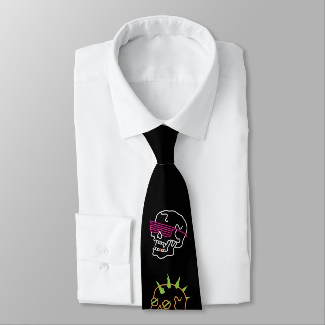 Neon Skulls Tie (Tied)
