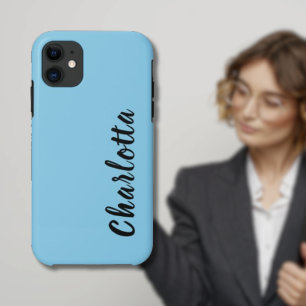 Neon Sky Blue Solid Colour Custom Personalise Case-Mate iPhone Case
