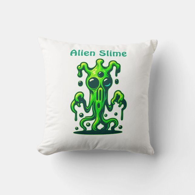 Neon Slime Monster – Cool Creepy Alien Design Cushion (Front)