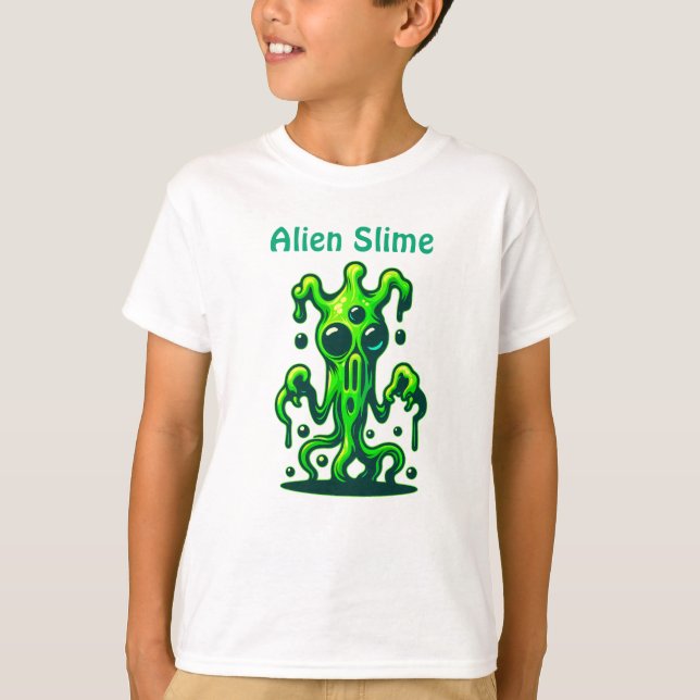 Neon Slime Monster – Cool Creepy Alien Design T-Shirt (Front)