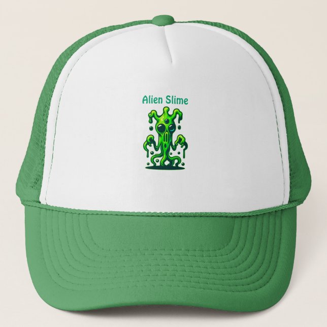 Neon Slime Monster – Cool Creepy Alien Design Trucker Hat (Front)