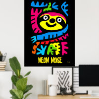 Neon Sloth Art – Colourful Pop Jungle Animal Desig