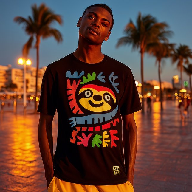 Neon Sloth Art – Colourful Pop Jungle Animal Desig T-Shirt (Creator Uploaded)