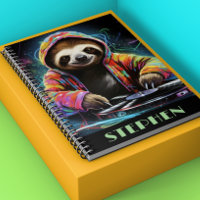 Neon Sloth DJ Retro Cool