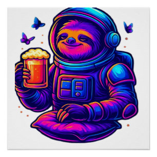 Neon Sloth � Don�t Hurry Essential T-Shirt Poster
