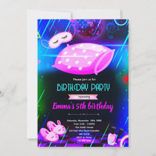 neon slumber party invitation