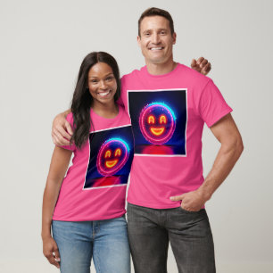Neon Smile: Bright Happy Glow Design T-Shirt