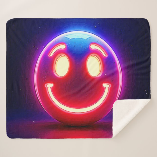 Neon Smile: Happy Glow Sherpa Blanket (Front (Horizontal))