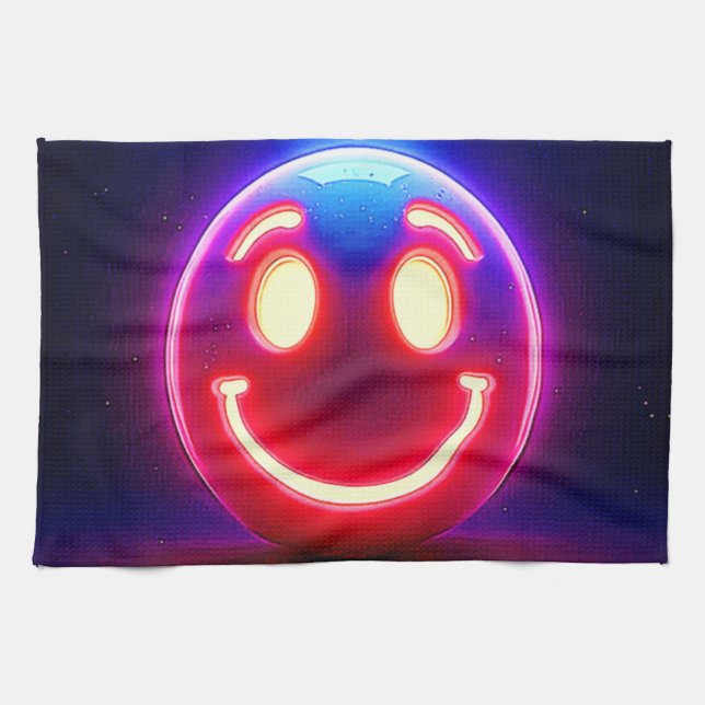 Neon Smile: Happy Glow Tea Towel (Horizontal)