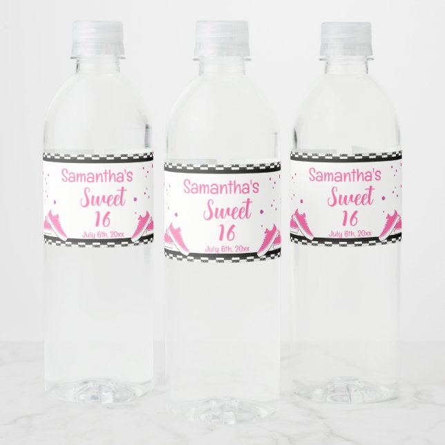 Neon Sneaker Birthday, Glitter Water Bottle Label (Bottles)