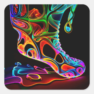 Neon Sneaker Square Sticker