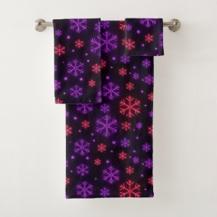 Neon Snowflakes Bath Towel Set