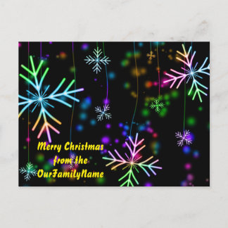 Neon Snowflakes Christmas Customise Postcard