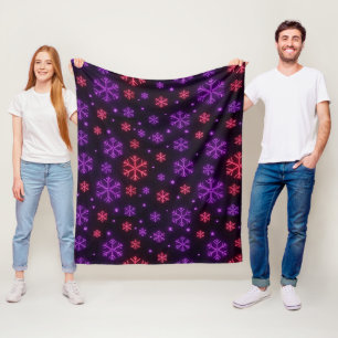 Neon Snowflakes Fleece Blanket