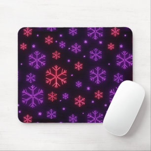 Neon Snowflakes Mouse Pad