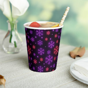 Neon Snowflakes Paper Cups