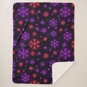 Neon Snowflakes Sherpa Blanket