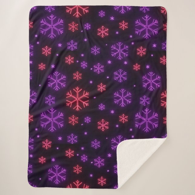 Neon Snowflakes Sherpa Blanket (Front)