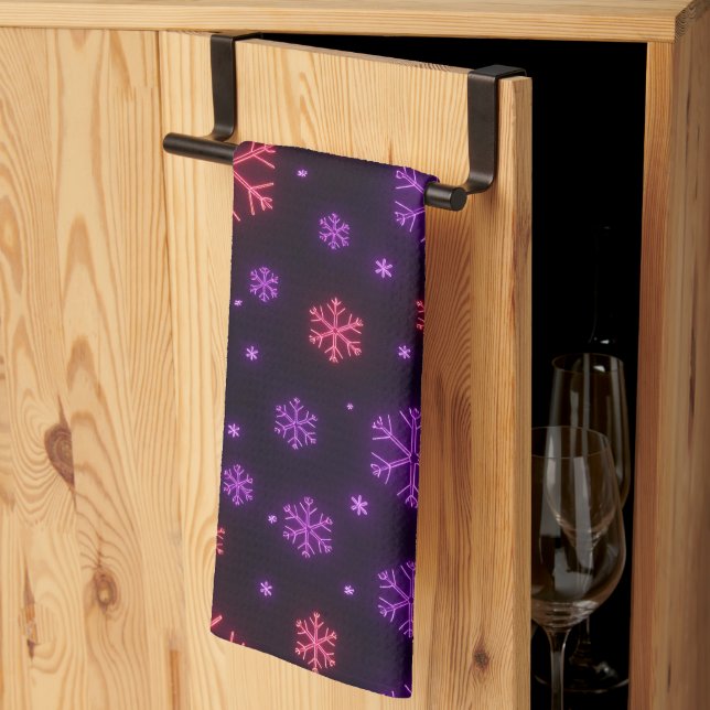 Neon Snowflakes Tea Towel (Thirds Fold)