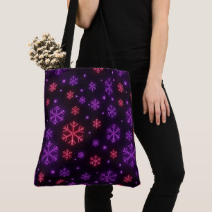 Neon Snowflakes Tote Bag