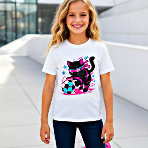 Neon Soccer Cat Kicker Energetic Gift for Cat Love T-Shirt