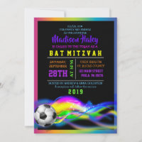 NEON SOCCER GIRLS Bat Mitzvah Invitation