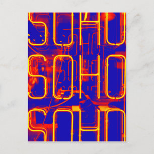 Neon Soho Sign Illuminated in London Postcard