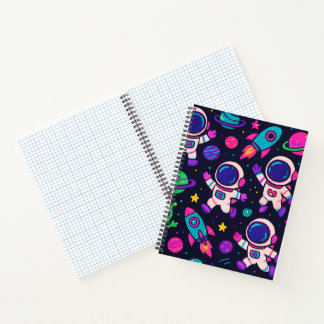 Neon Space Adventure Pattern Notebook