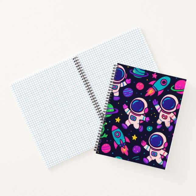 Neon Space Adventure Pattern  Notebook (Inside)