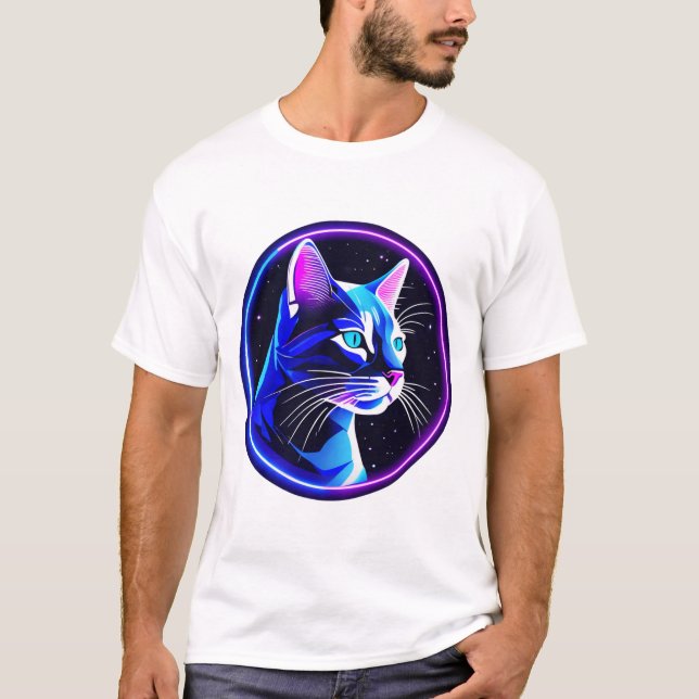 Neon Space Cat T-Shirt (Front)