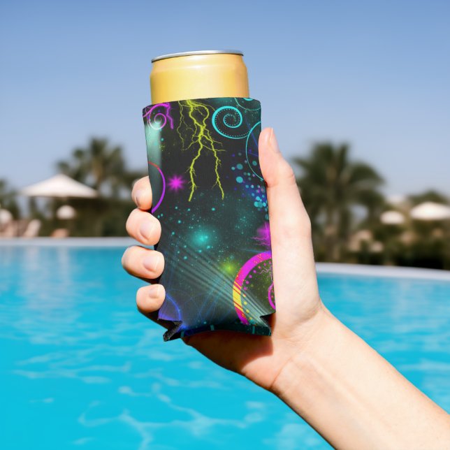 Neon Space Stars Colorful Lights Seltzer Can Cooler (In Situ Pool)