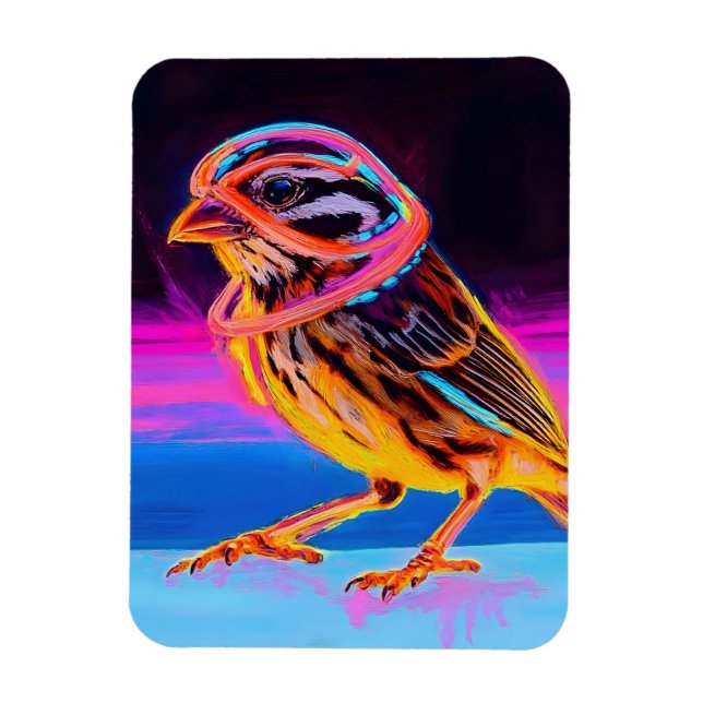 Neon Sparrow with Glowing Accents Magnet (Vertical)