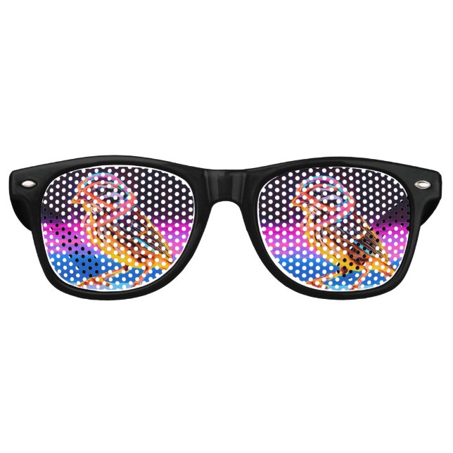 Neon Sparrow with Glowing Accents Retro Sunglasses (Front)