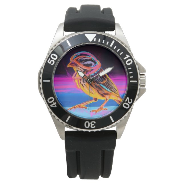 Neon Sparrow with Glowing Accents Watch (Front)