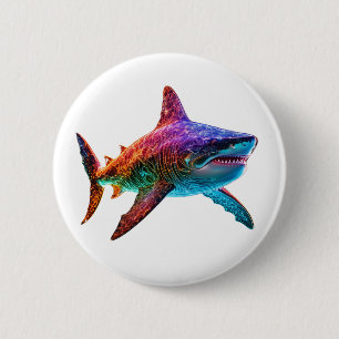 Neon Spectrum Shark 6 Cm Round Badge