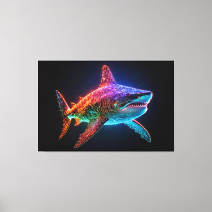 Neon Spectrum Shark Canvas Print
