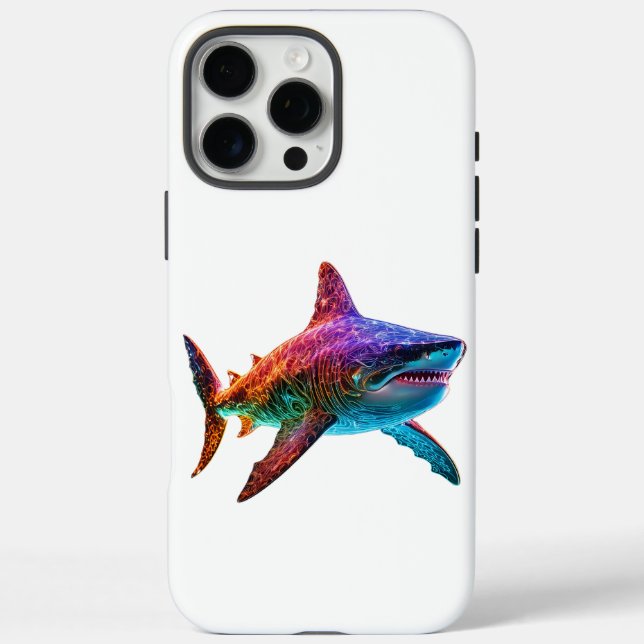 Neon Spectrum Shark Case-Mate iPhone Case (Back)