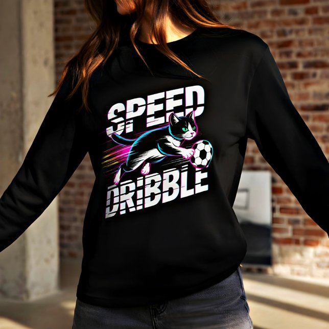 Neon Speed Dribble Soccer-Loving Cat Fans & Gamers T-Shirt (Creator Uploaded)