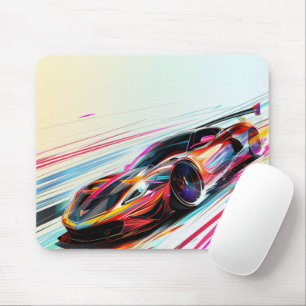 Neon Speed Racer Mouse Pad