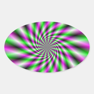 Neon Spinning Wheel  Oval Sticker