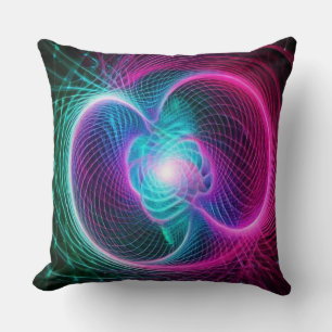 Neon Spiral Energy Throw Pillow
