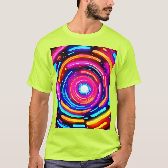 Neon Spiral Light Art T-Shirt (Front)
