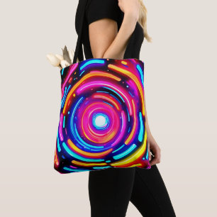 Neon Spiral Light Art Tote Bag