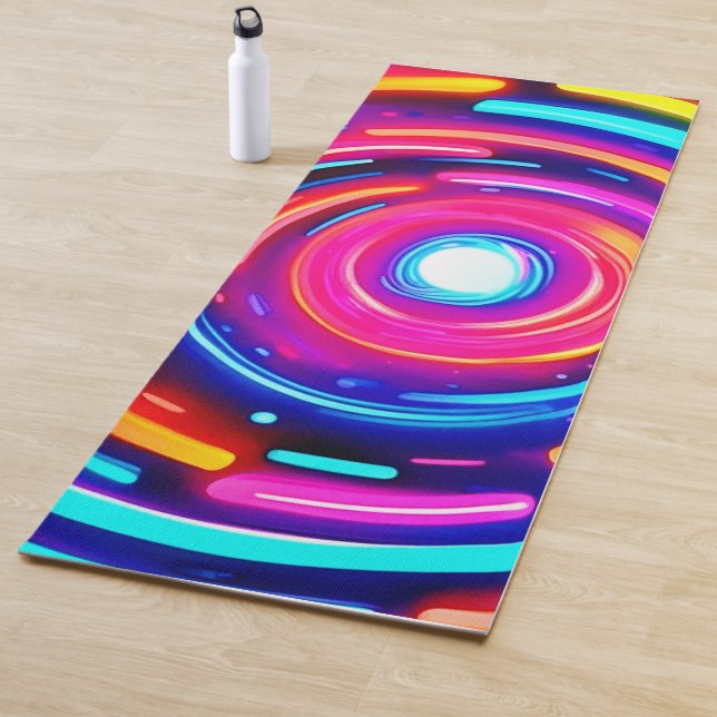 Neon Spiral Light Art Yoga Mat (In Situ)