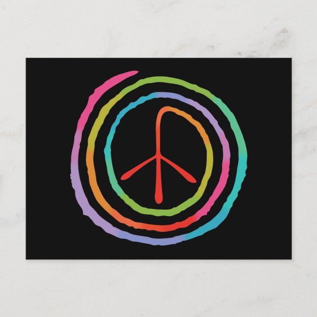 Neon Spiral Peace Symbol II Postcard (Front)