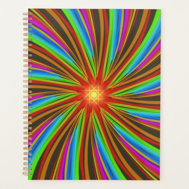 Neon Spiral Vortex – Vibrant Fractal Motion Design Planner (Front)