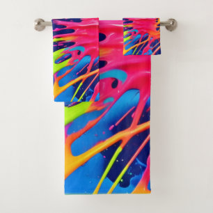 Neon Splatter: Abstract Vibrant Art Bath Towel Set