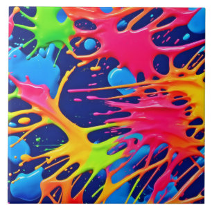 Neon Splatter: Abstract Vibrant Art Tile