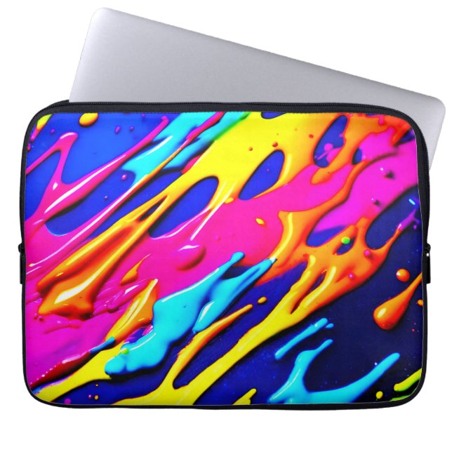 Neon Splatter Design Laptop Sleeve (Front)