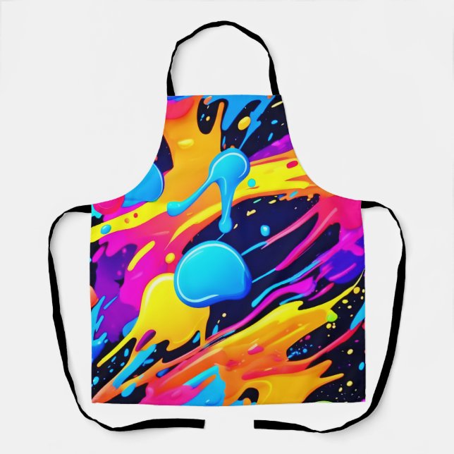 Neon Splatter Paint Art Apron (Front)